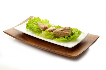 tuna with salad on dish