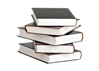 Pile of books isolated on white background