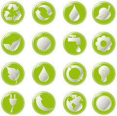 Vector illustration green environmental bubbles on white