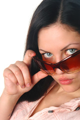 young female in sunglass closeup portrait