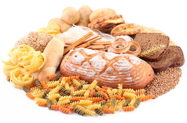 With bakery products on a white background