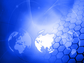 Asia map technology-style artwork.