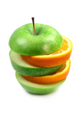 Fruit  orange and apple in pyramid