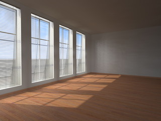 Stanza vuota con finestre