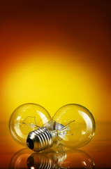 Electric lamp on a yellow-red background