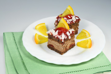 Celebratory cake and orange