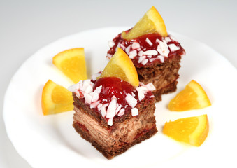 Celebratory cake and orange