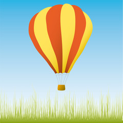 Hot air balloon in the blue sky