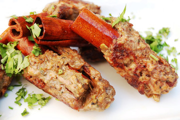 kebab on cinnamon sticks