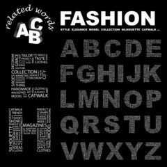 FASHION. Wordcloud alphabet with different association terms.