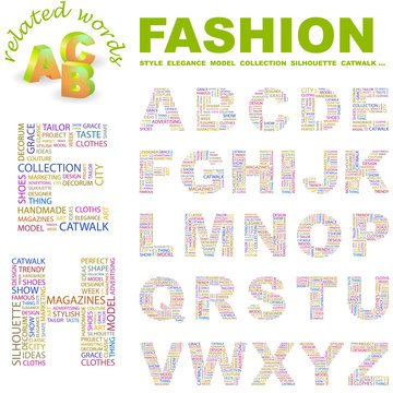 FASHION. Alphabet with different association terms.