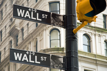 Wall street signs in New York city