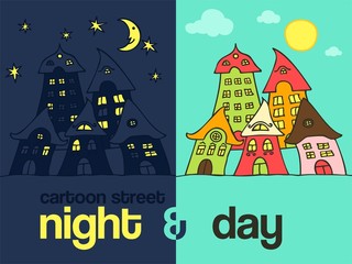 cartoon street night & day