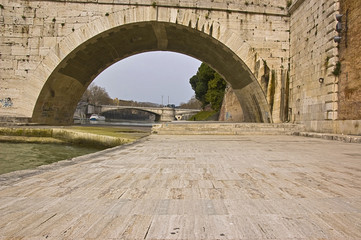 a bridge at Tiberina Island, Rome
