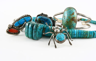 Turuoise jewelry close-uo