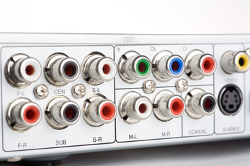 RCA connections on the back of a DVD player