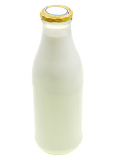 bottle of fresh milk on white background