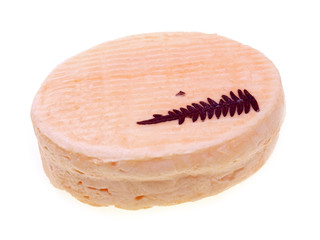 grès des vosges, french soft cheese on white background