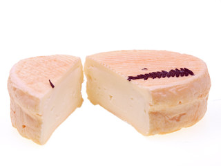 grès des vosges, french soft cheese on white background