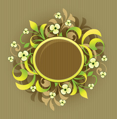 Round frame with floral elements
