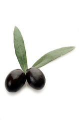 black olives with leaf