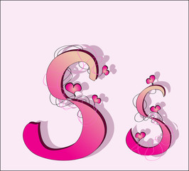 English alphabet in a pink color