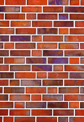 Ziegelsteinmauer, weiße Fuge