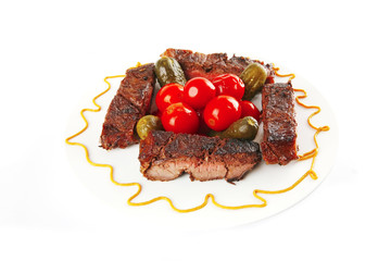grilled small beef chunks
