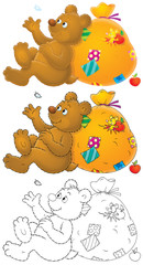 Fototapeta premium Bear with a sack of apples