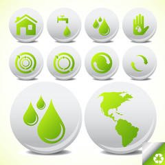 Ecology eco icon button set vector