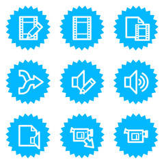 Audio video  edit web icons, blue sticker series