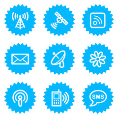 Communication web icons, blue sticker series