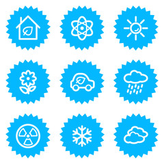 Ecology web icons set 2, blue sticker series