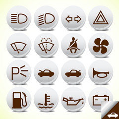 Car and accessories icon button set vector