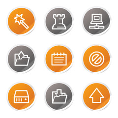 Data web icons, orange and grey stickers