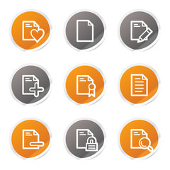 Document web icons set 2, orange and grey stickers