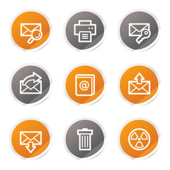 E-mail web icons set 2, orange and grey stickers