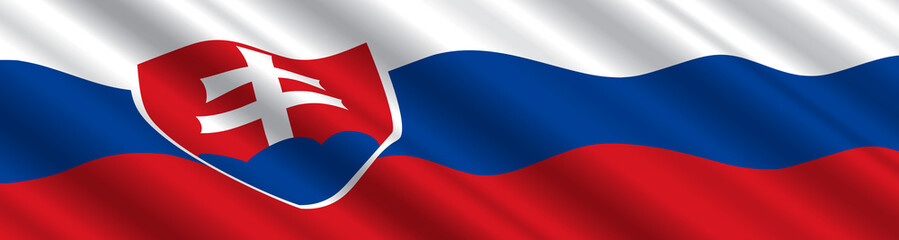 Slovakian Flag in the Wind
