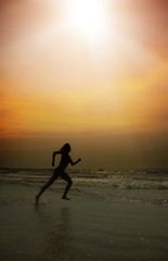 Fototapeta premium Run in sunset