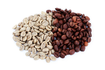 green and brown coffee beans