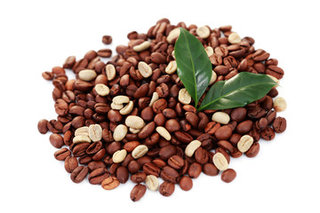 green and brown coffee beans
