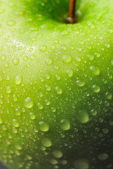 Apple with water droplets close up