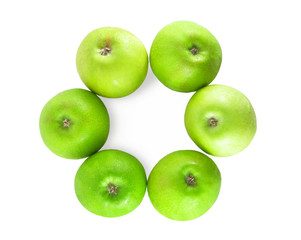 green apples isolated on white background