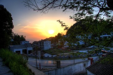 Chinese Ancient Towns at Dusk