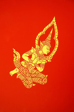 deva mural in temple pavillion  chiang mai