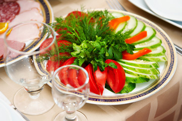 Salad of tomatoes and cucumbers