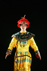 one asian man is wearing a dragon robe