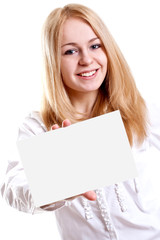 Fototapeta premium young business woman with business card