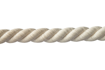 Close up shot of a rope on a white background