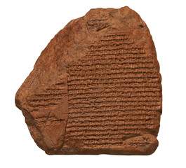 Clay tablet with cuneiform writing of the ancient Sumerian  or A - obrazy, fototapety, plakaty